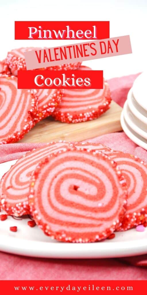 Swirl Valentine cookies on a white plate.