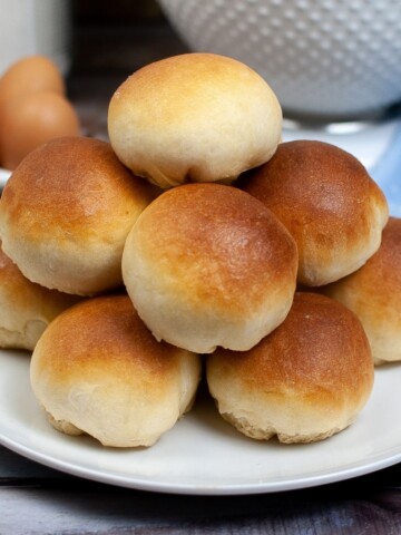 Easy dinner rolls on a plate.