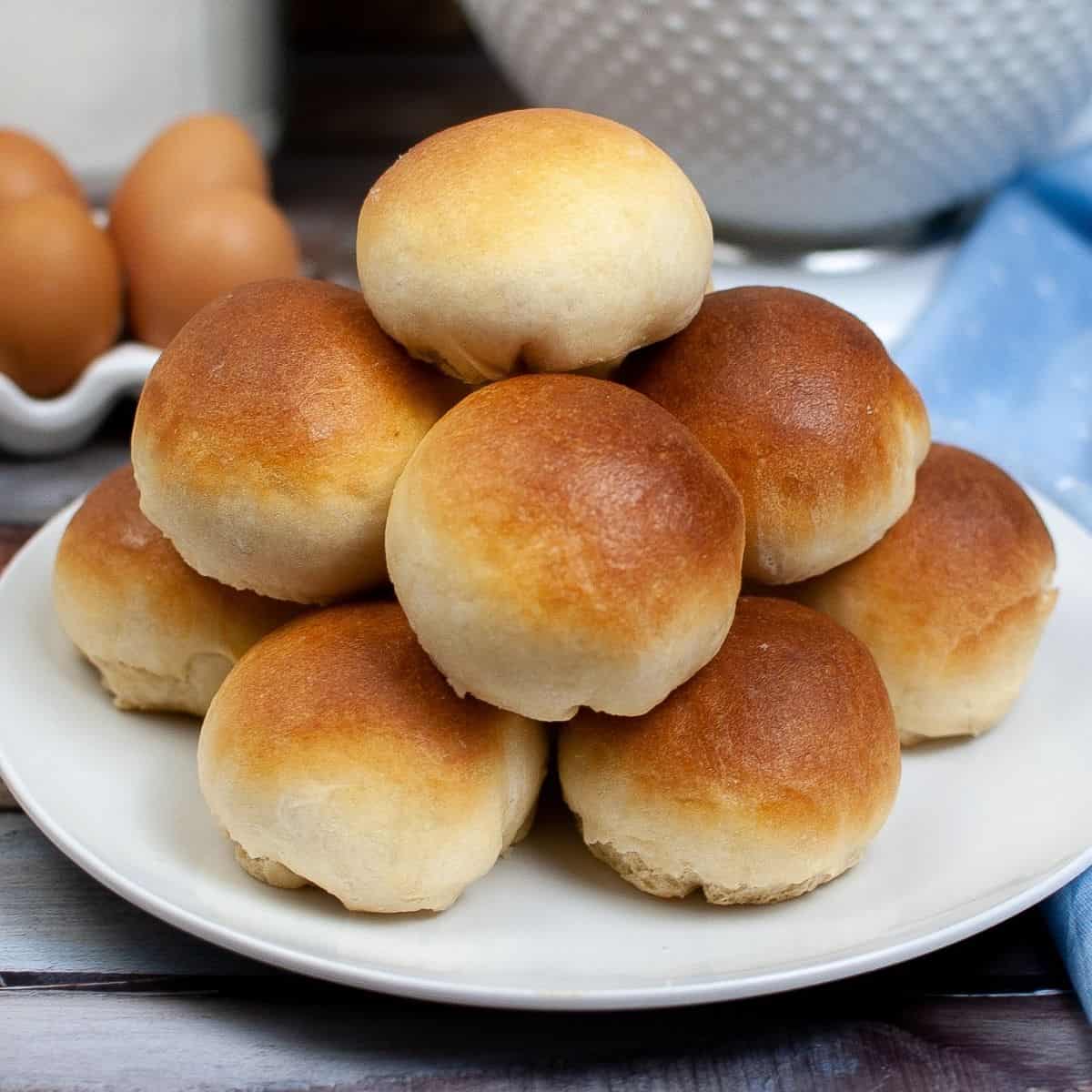 Easy dinner rolls on a plate.