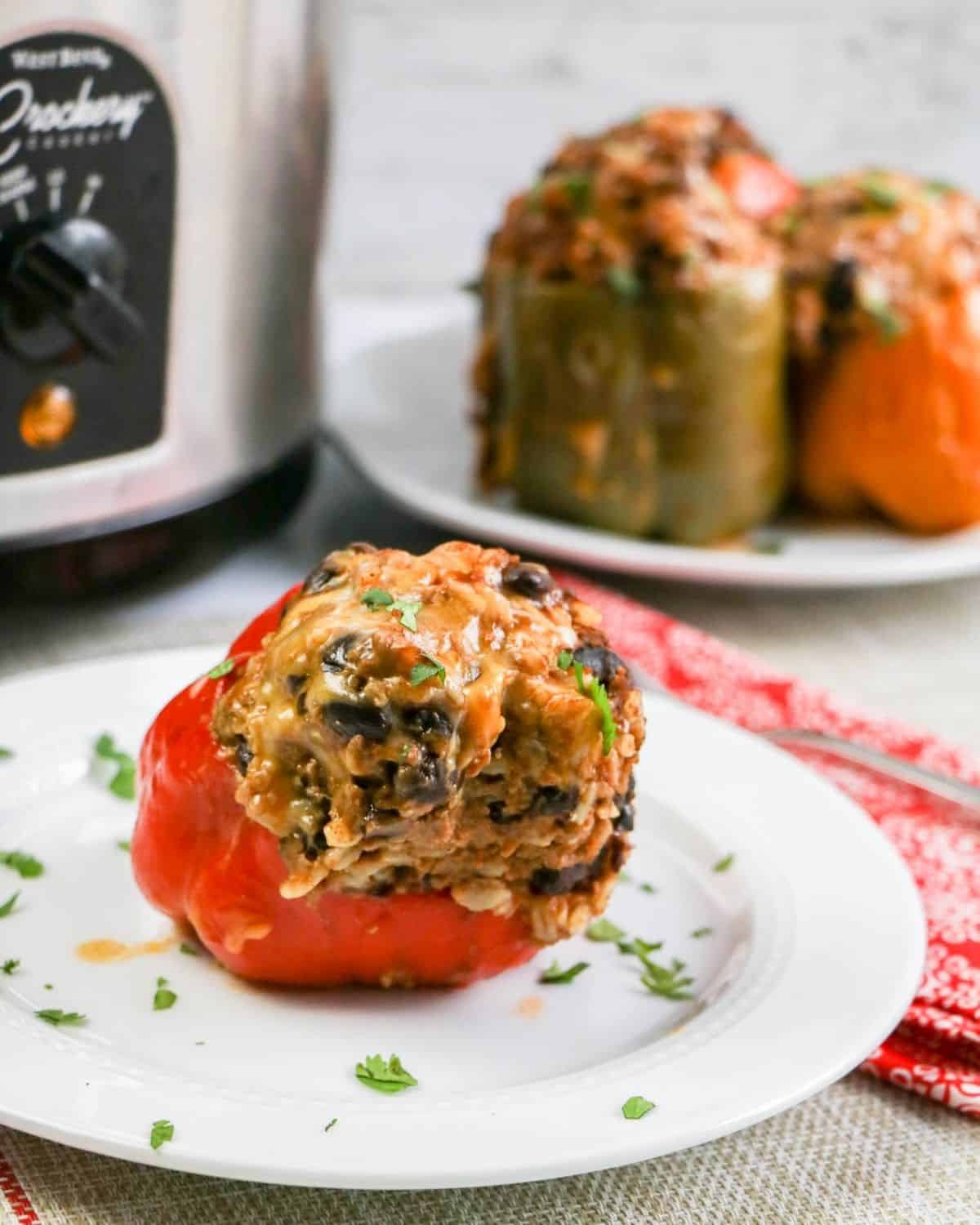 Slow Cooker Stuffed Bell Peppers - Fab Everyday