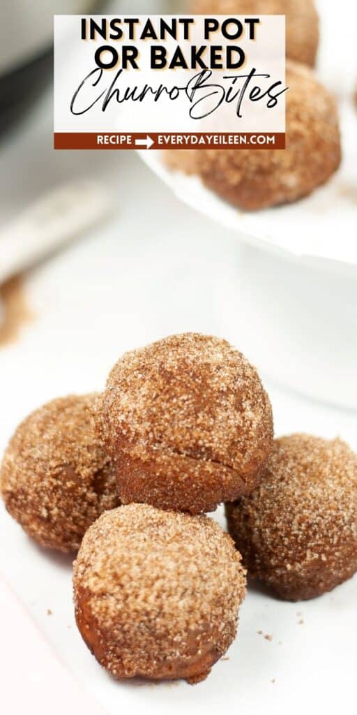 Round dough balls in a cinnamon sugar coating on a white plate.