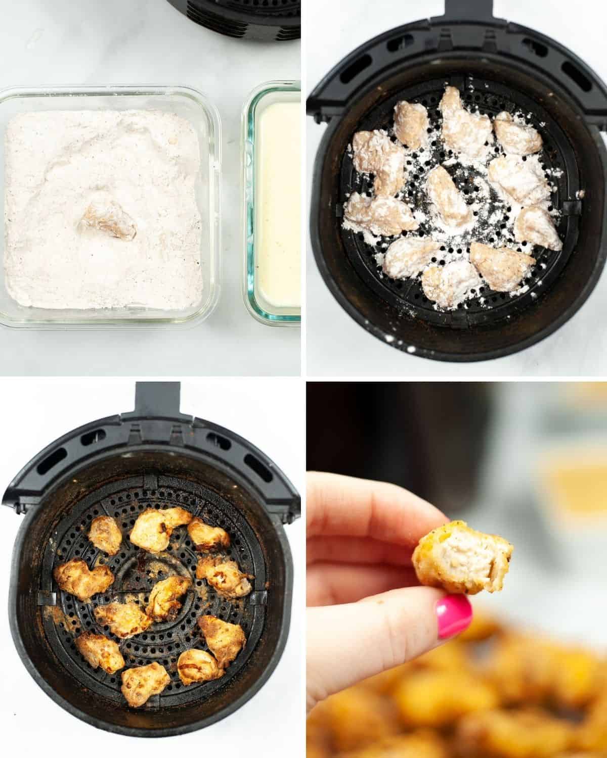 Steps to make Chick Fil a nuggets in the air fryer. 