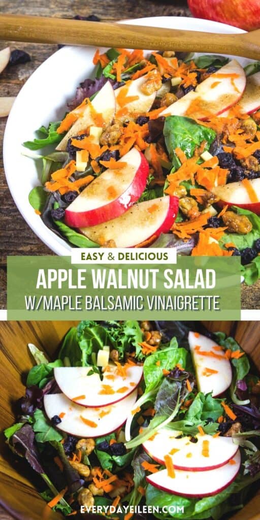 Apple walnut salad pinterest pin with text overlay