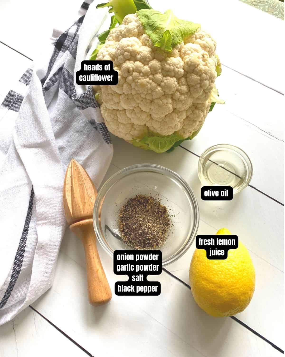 Ingredients to make cauliflower steaks on the grill.