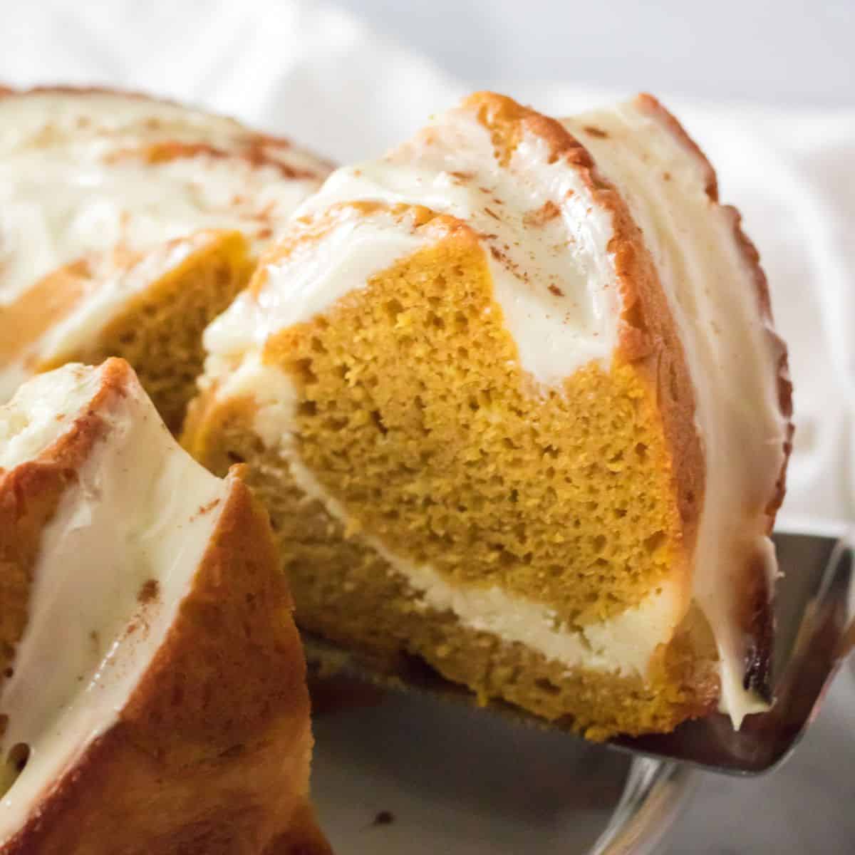 Pumpkin Cheesecake Swirl Bundt Cake - The Kelly Kitchen