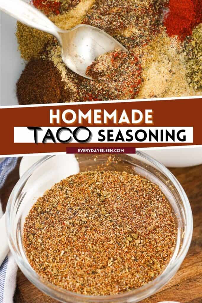 A Pinterest pin with text overlay to make taco seasoning.