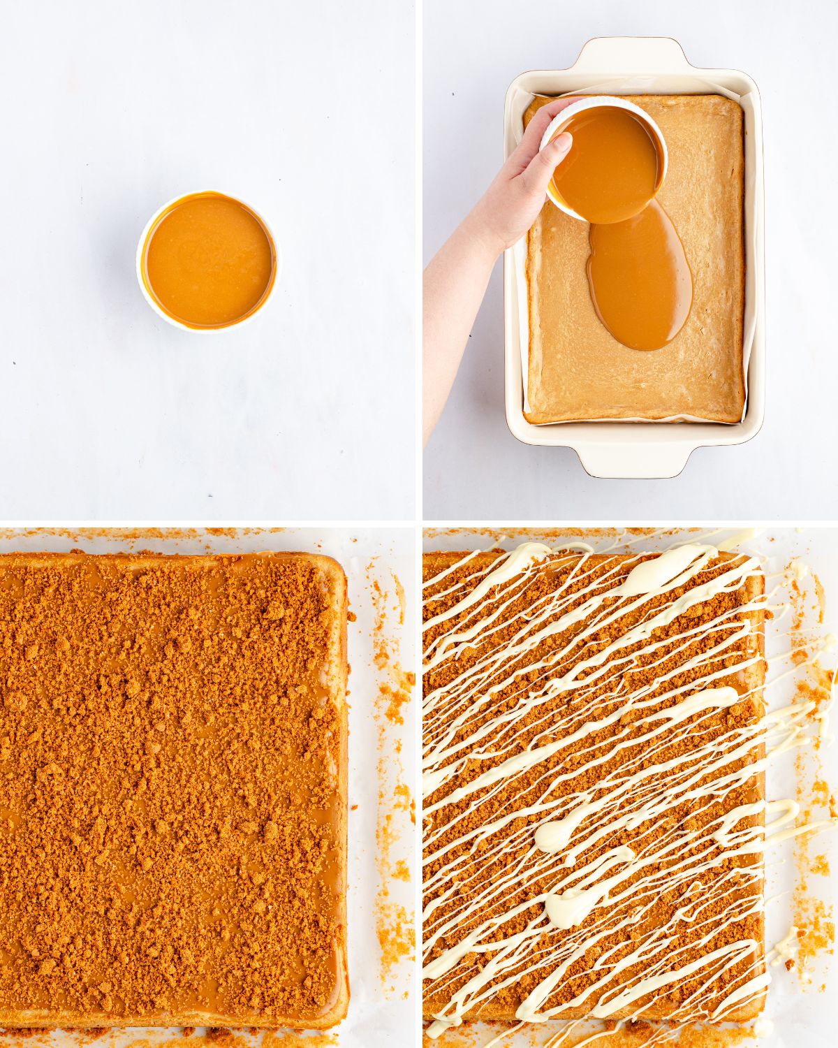 Steps to make the topping for cheesecake made with biscoff cookies.