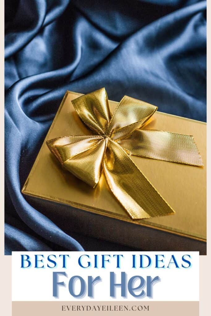 Pinterest pin with text overlays for gift ideas for her.
