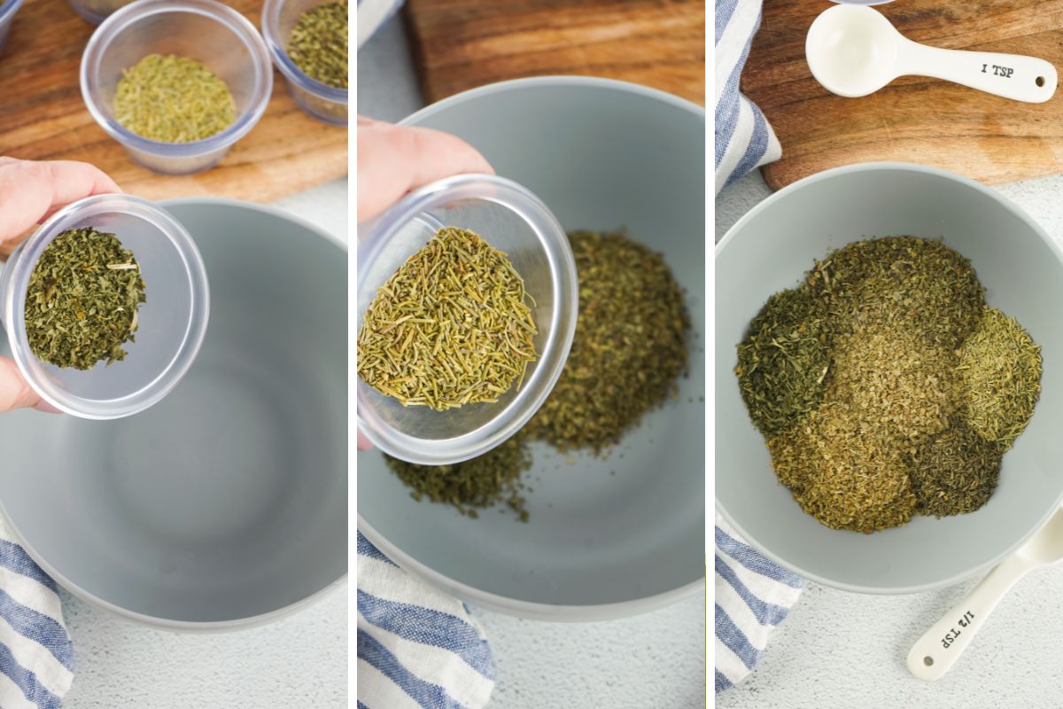 Steps to make a homemade Italian seasoning mix.