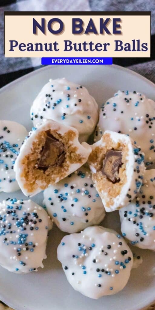 Pinterest Pin for no bake peanut butter balls