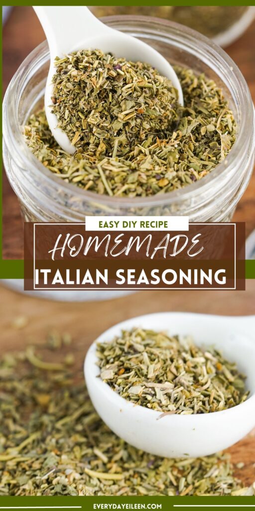 Homemade Italian seasoning pin with text overlay.