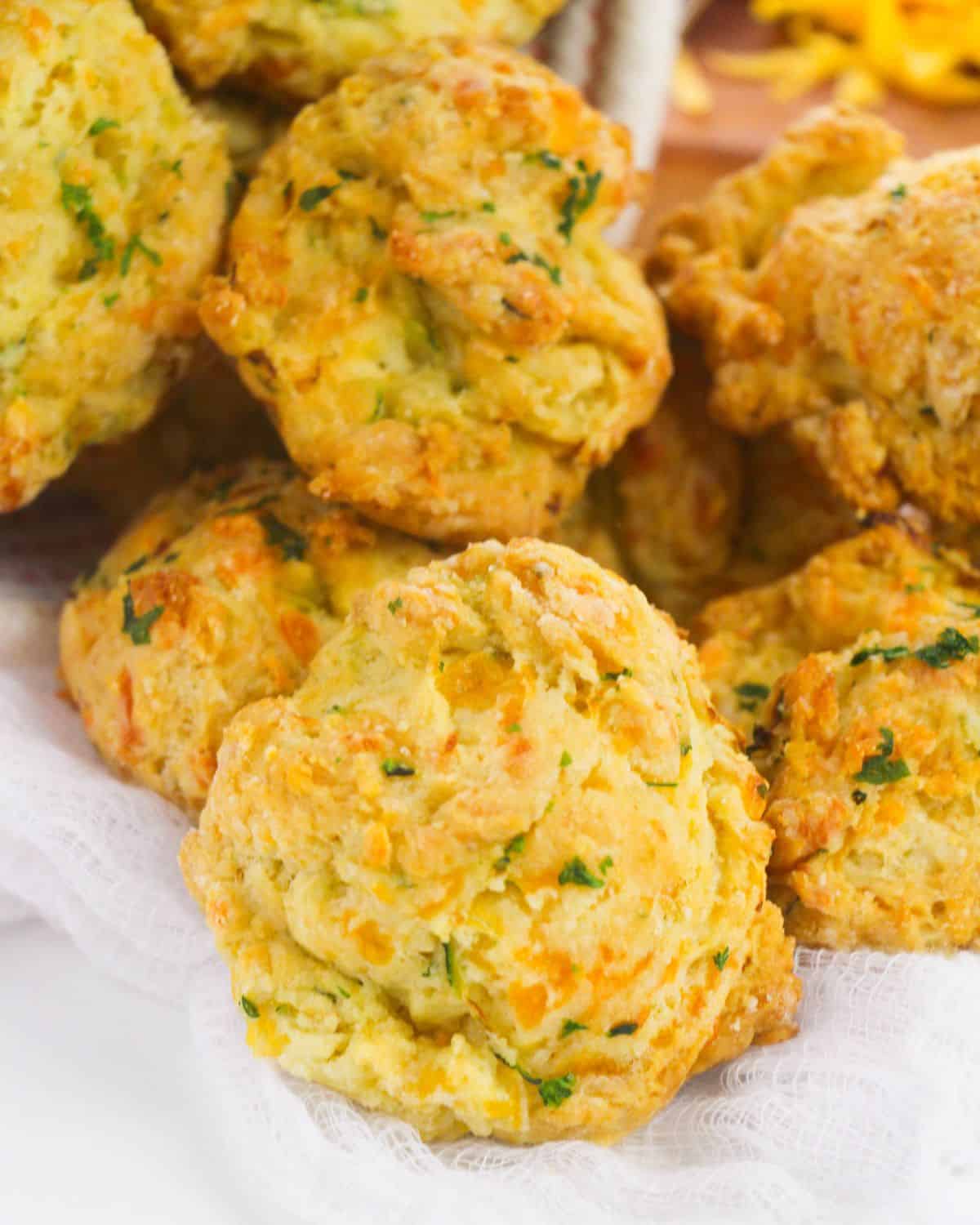 A drop biscuit made with buttermilk, zucchini, and cheddar.