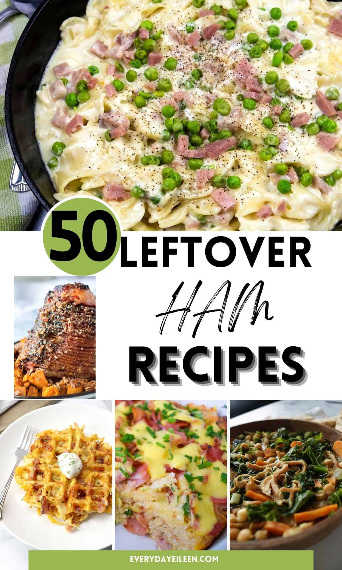 A collage of photos of leftover ham 