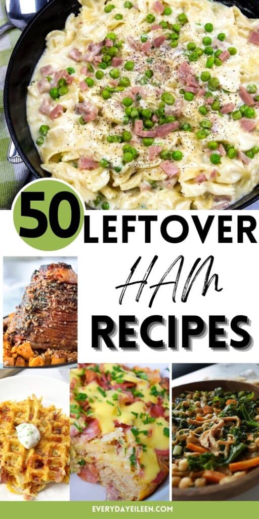 Leftover ham recipes for pinterest with text overlay