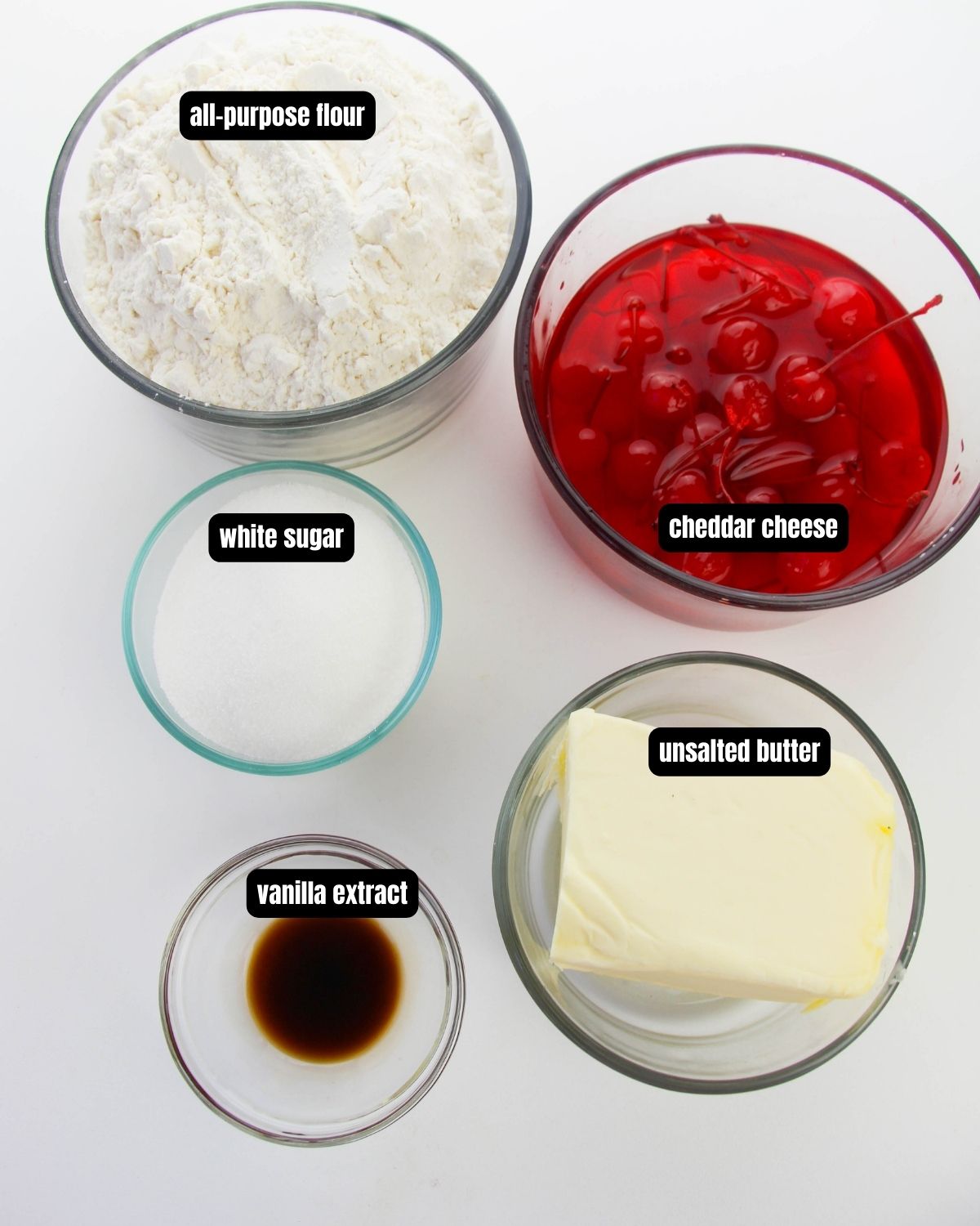 Ingredients with text overlay for whipped shortbread cookies.