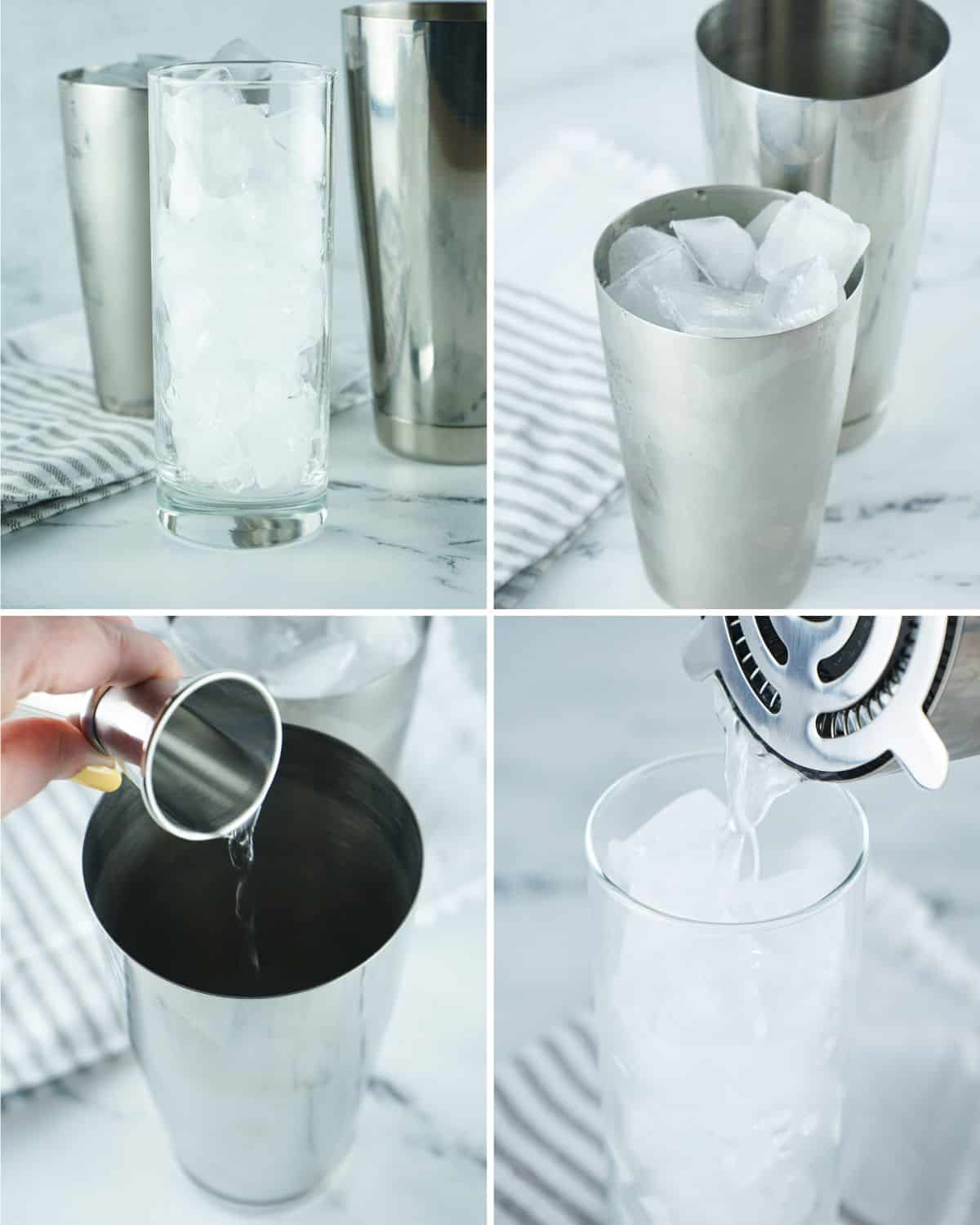 Pictorial steps to make long island iced tea.