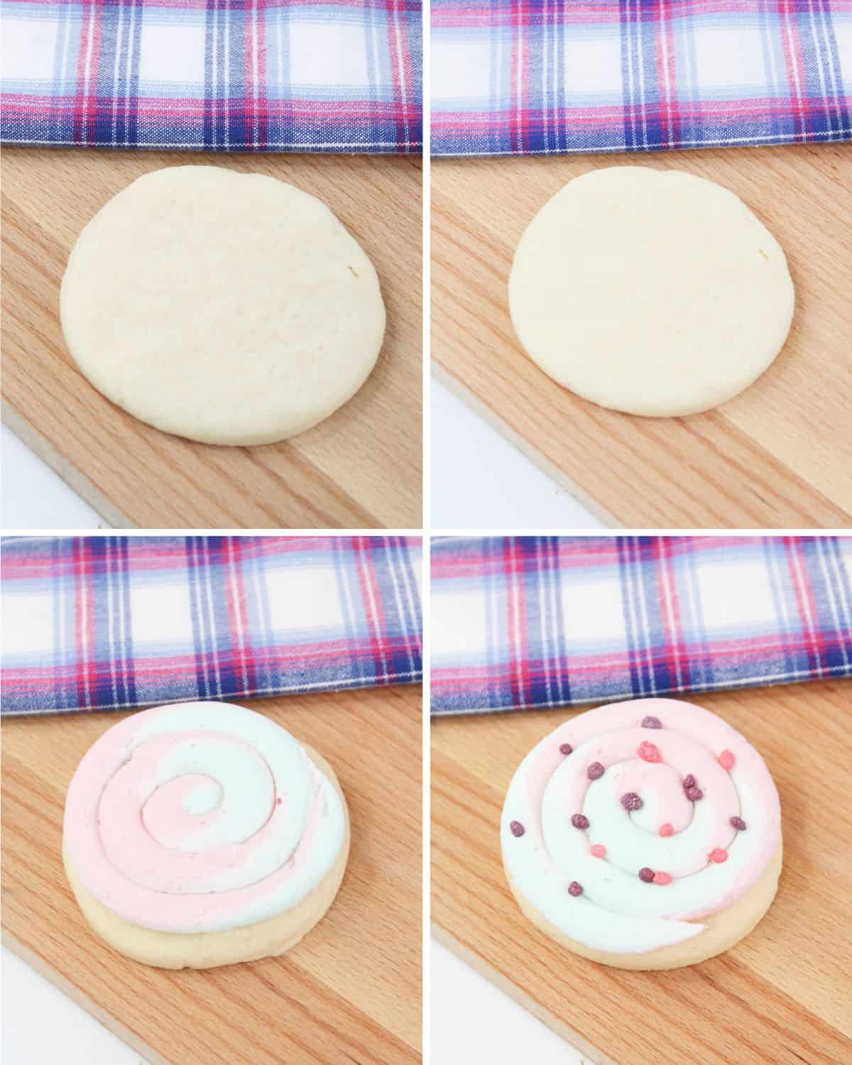 Steps to make cotton candy cookies.