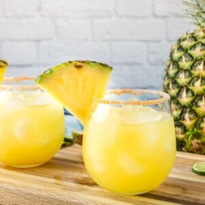 A spicy pinaple margarita made with ghost pepper tequila.
