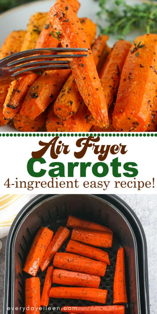 Air fryer carrots pinterest pin with text overlay.