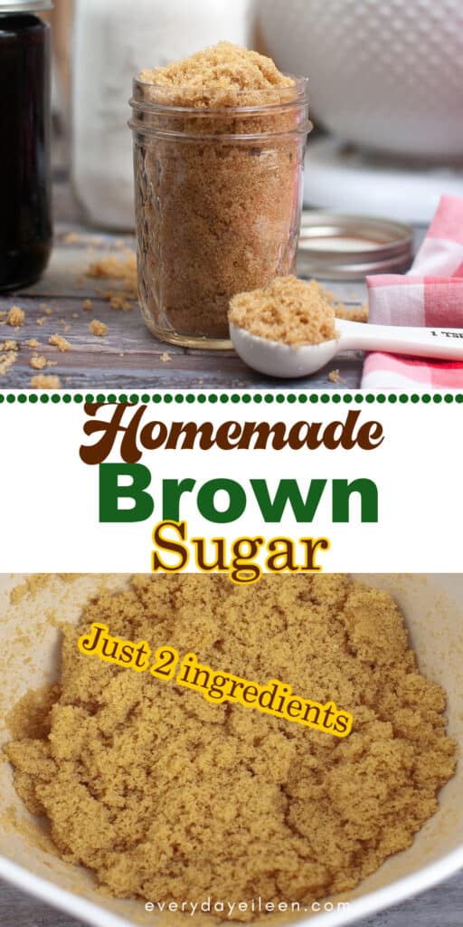 A Pinterest pin with text overlay for homemade brown sugar.
