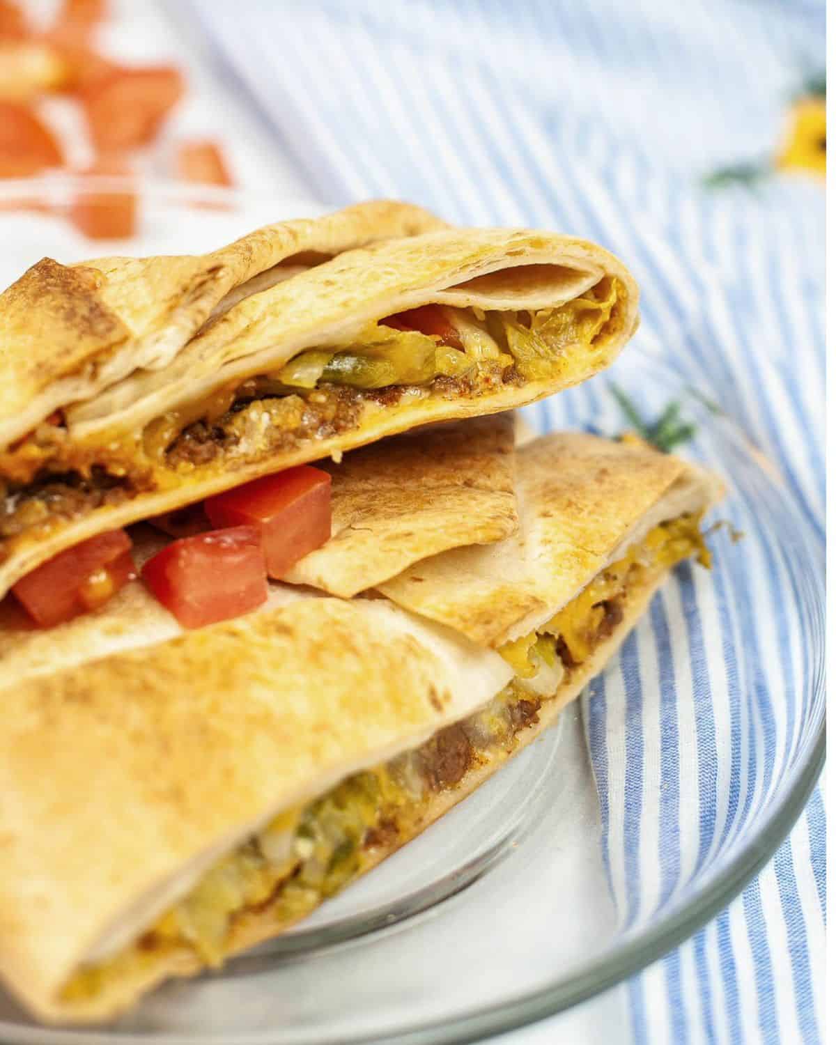 A crunchwrap supreme made in the air fryer. 
