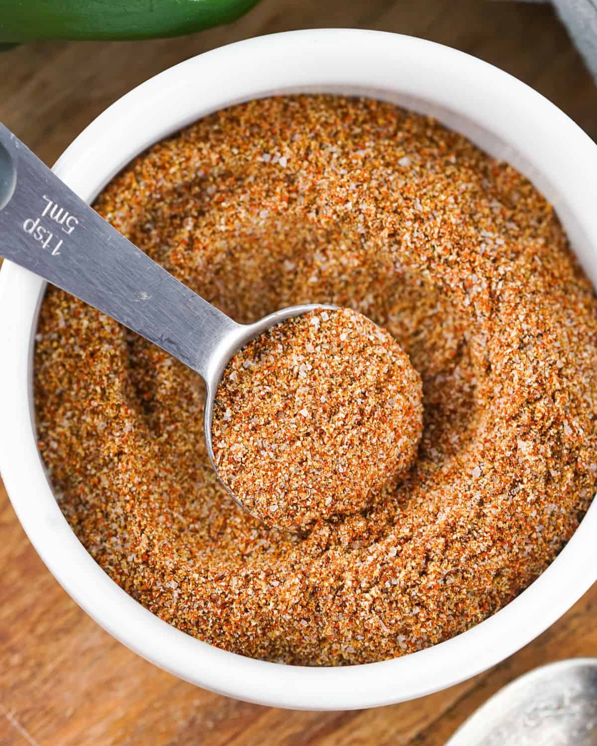 Homemade fajita seasoning in a bowl. 