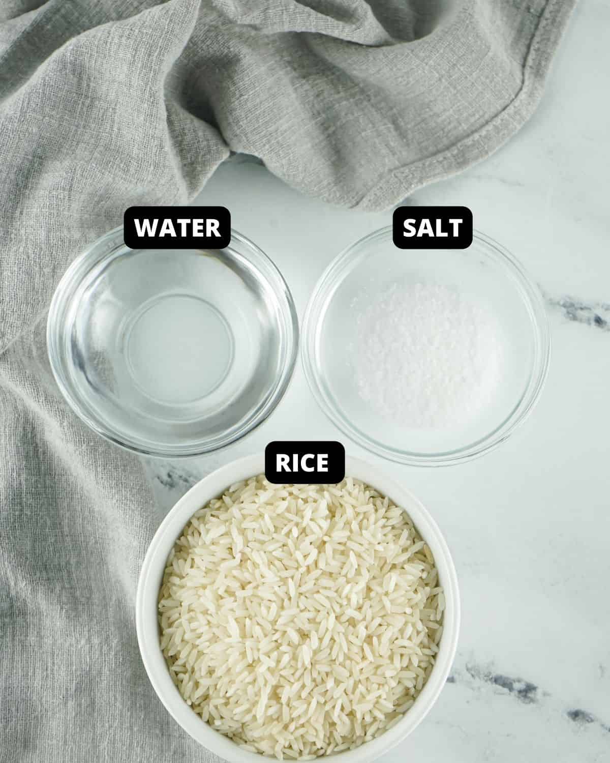 Instant Pot Rice ingredients with text overlay