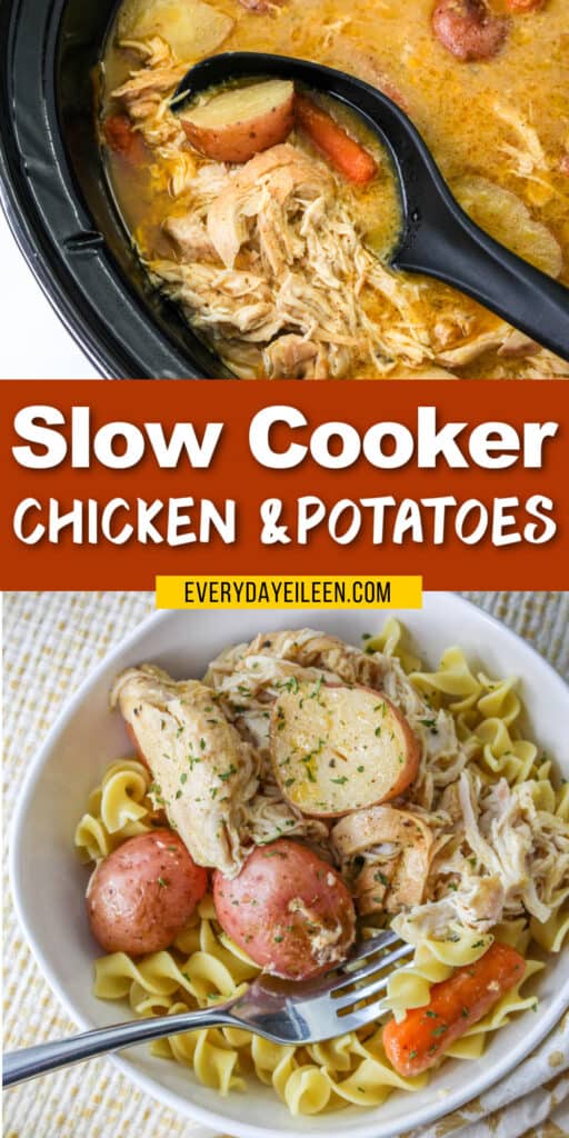 Slow Cooker chicken and potatoes pinterest pin