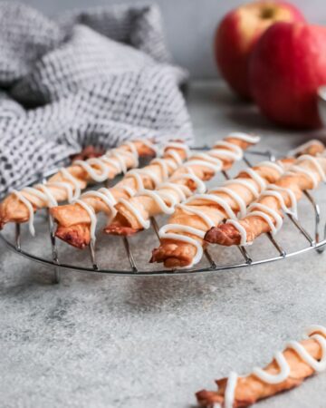 Apple pie filled puff pastry twists.