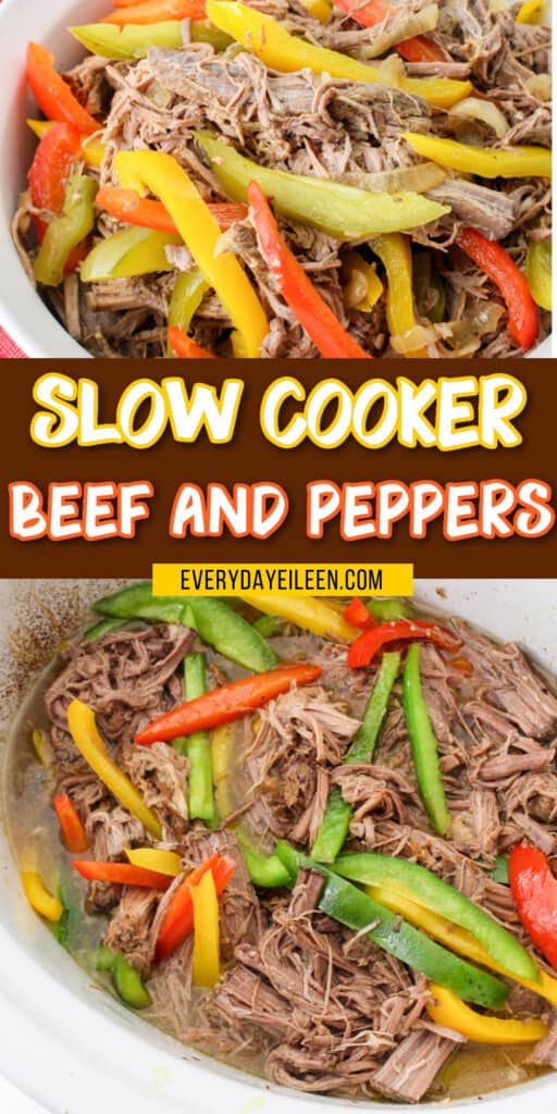 Slow Cooker Beef and Peppers pinterest pin