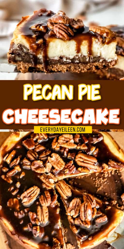 Pecan pie cheesecake is a creamy cheesecake topped with a decadently pecan topping that is sweet and crunchy. The perfect dessert for any holiday table.