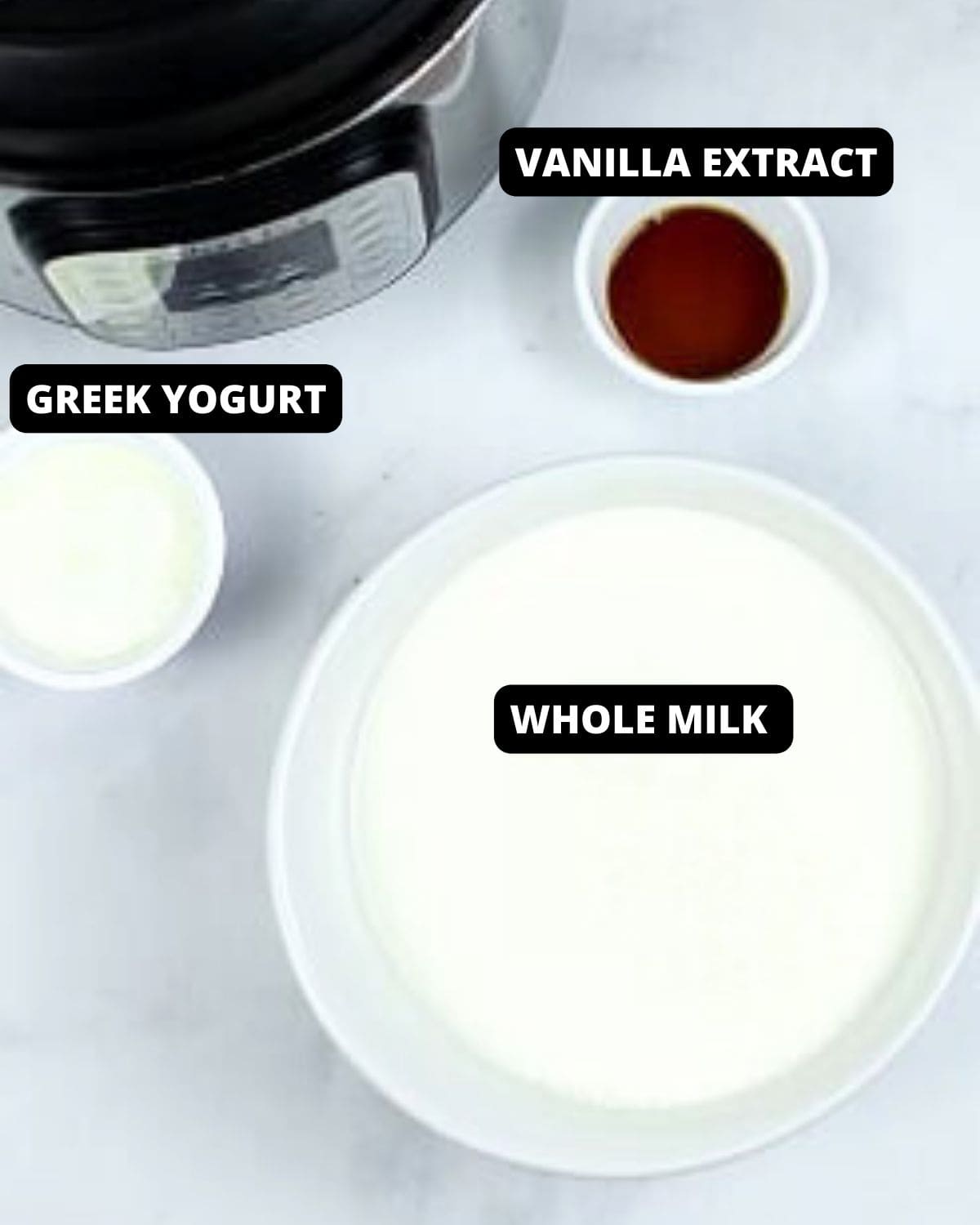 Ingredients to make instant pot greek yogurt.