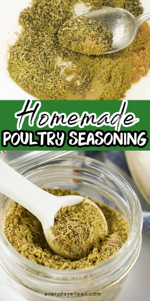 Homemade Poultry Seasoning Pinterest pin with text overlay.