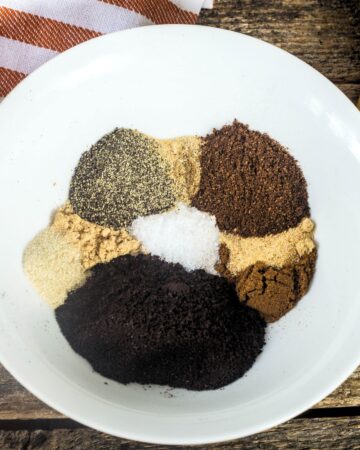 A coffee dry rub for beef brisket and other types of beef.