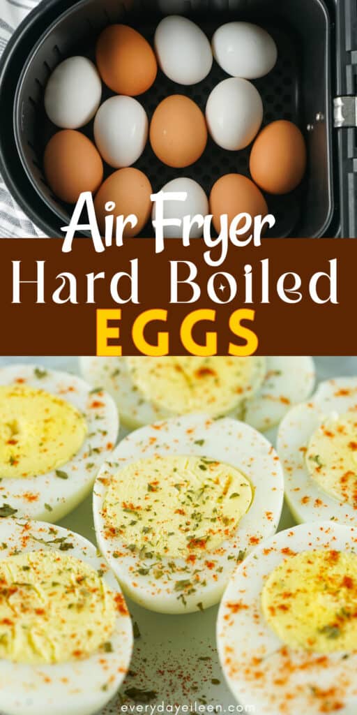 Pinterest pin for air fryer hard boiled eggs