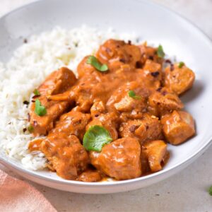 Coconut chicken curry with rice.