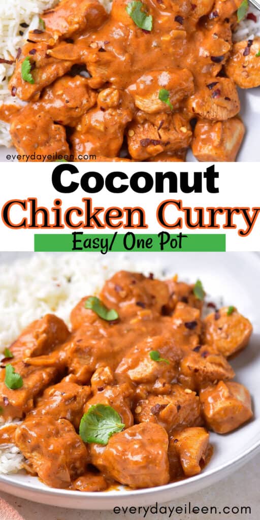 Coconut curry chicken recipe pinterest pin.