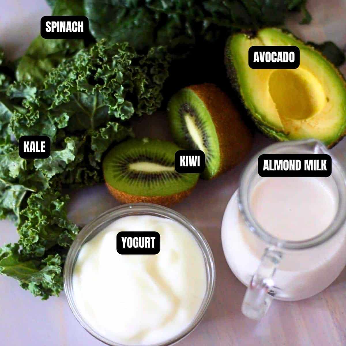 Green smoothie ingredients.
