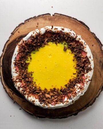 An Easter cheesecake with a toasted coconut topping.