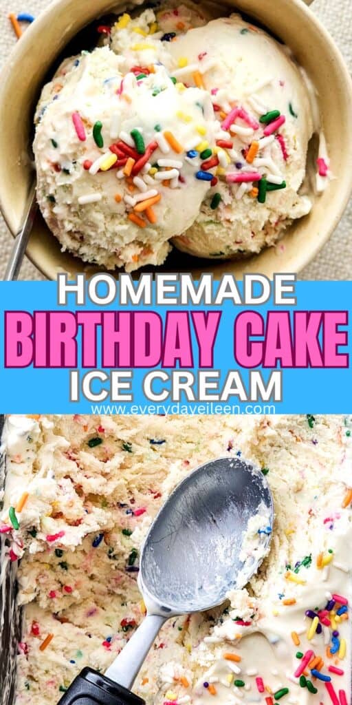 Pinterest pin for homemade birthday cake ice cream