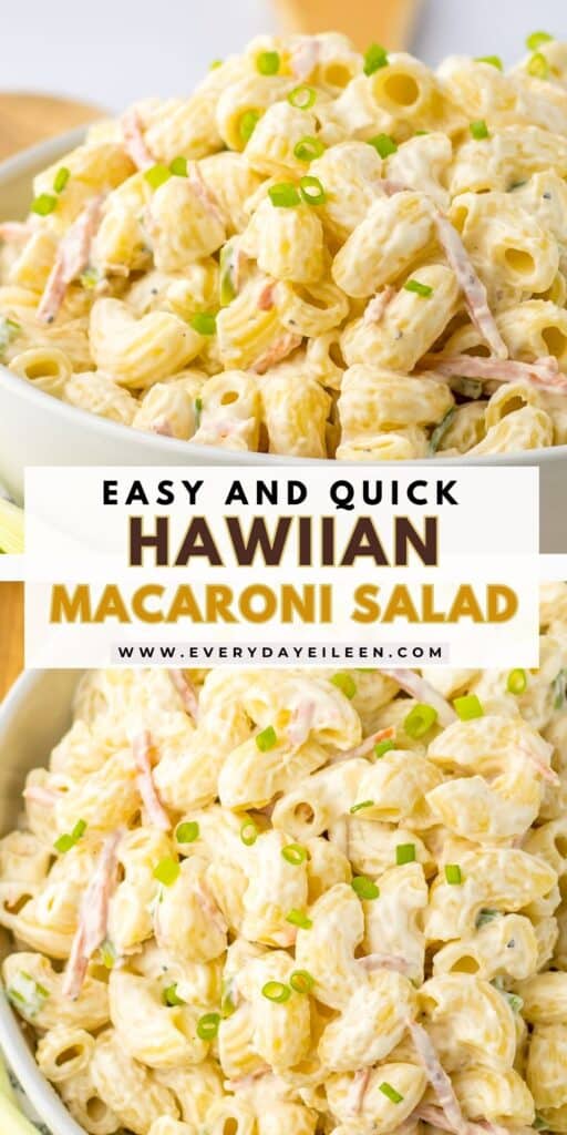 Hawaiian Pasta Salad Pinterest Pin with text overlay,