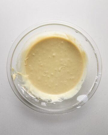 Sweetened condensed milk and cake mix mixed together to make no churn birthday cake ice cream.