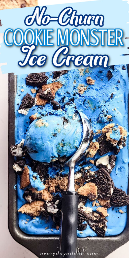 No churn cookie monster ice cream Pinterest pin.