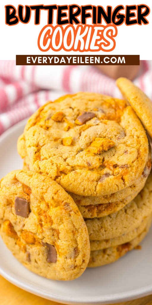 Butterfinger cookie pinterest pin with text overlay.