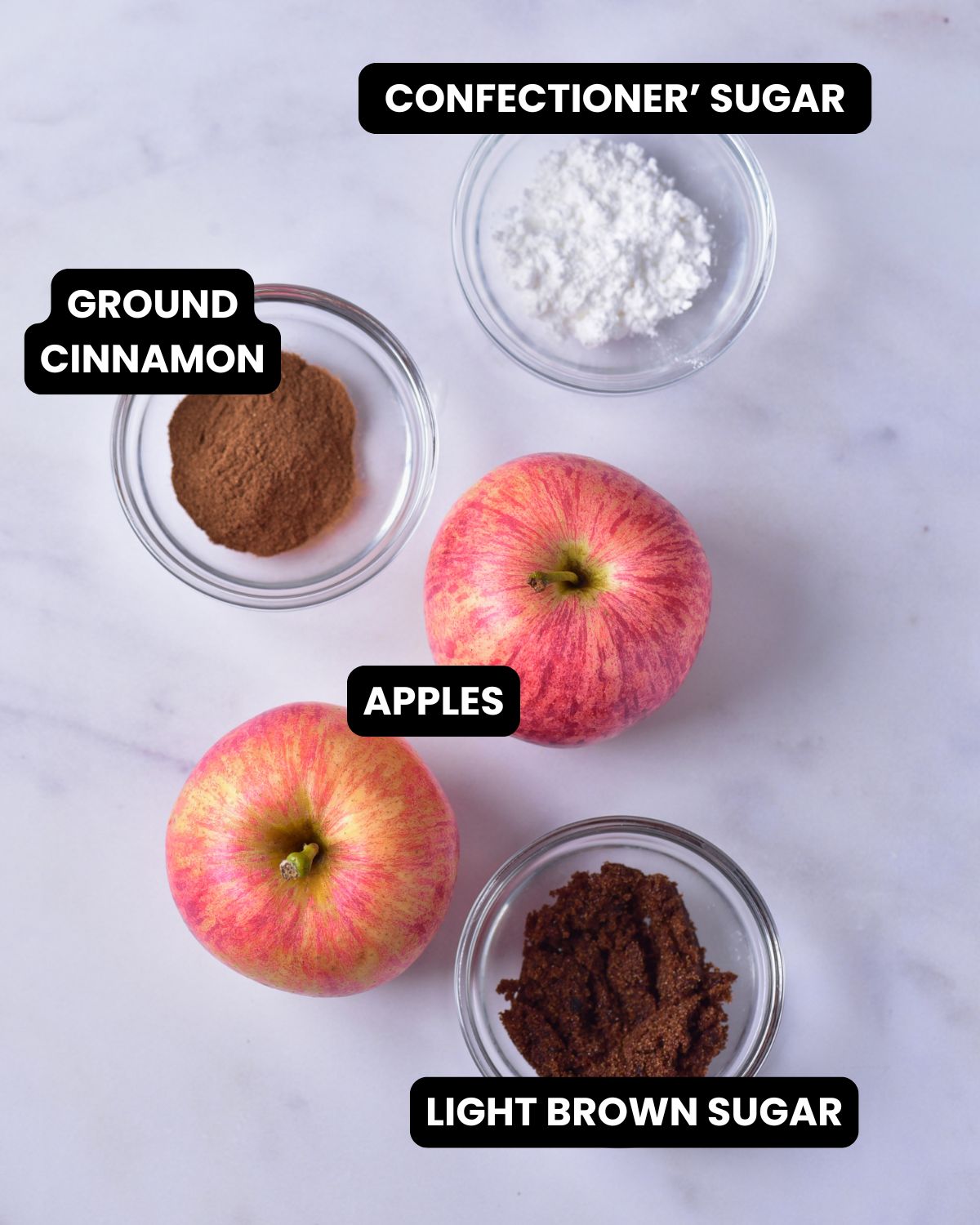 Ingredients to make apple chips in the oven or air fryer.