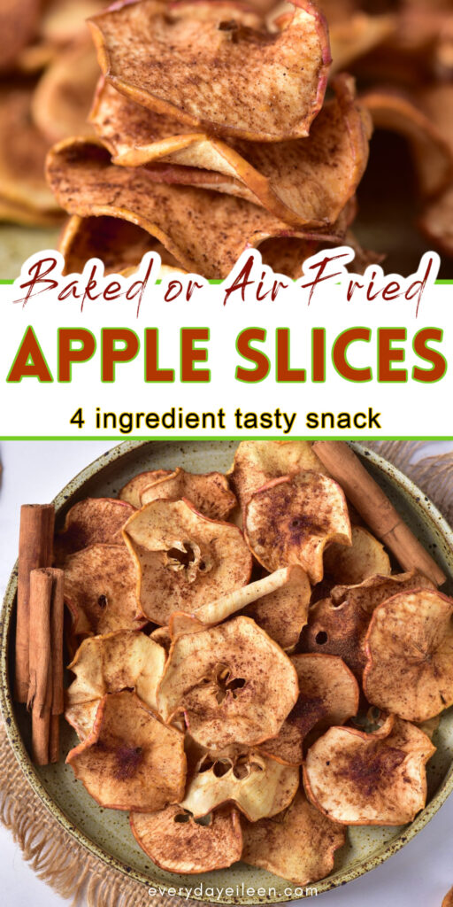 Pinterest pin for baked apple slices with text overlay.