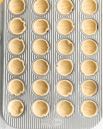 Mini pie rounds ready to bake for mini quiche.