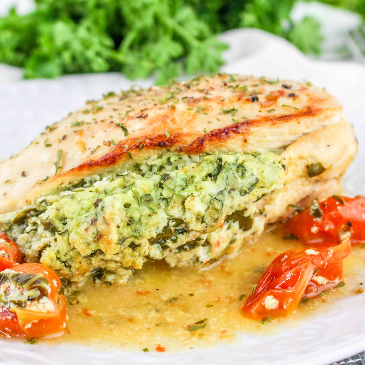 Stuffed chicken breasts for a main dish photo of everyday eileen's recipes.
