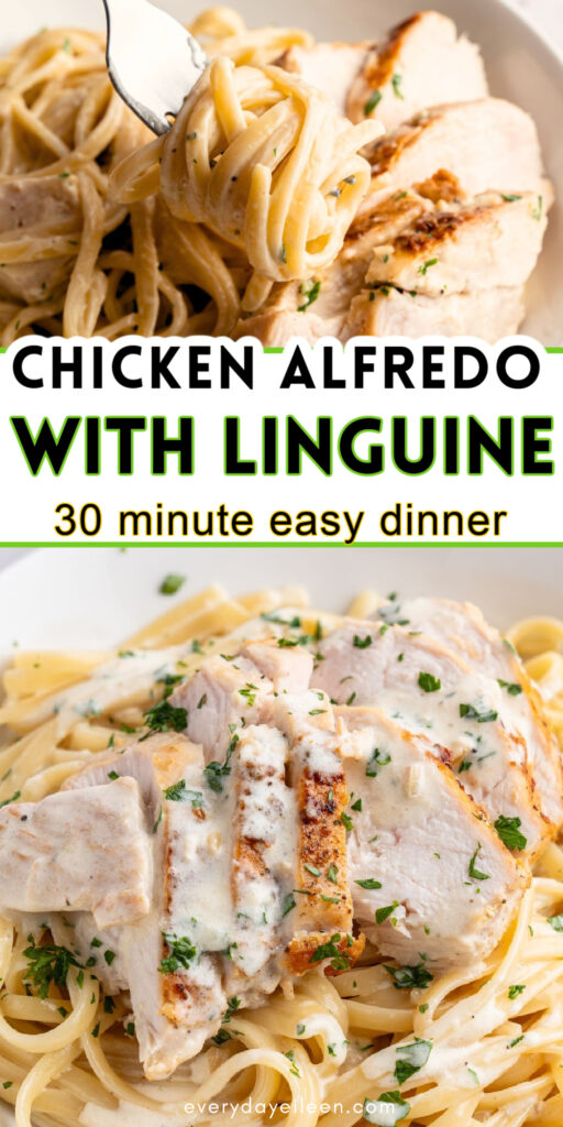 chicken alfredo with linguine pinterest pin