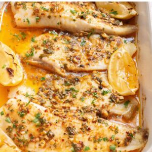 Tilapia baked in a cajun lemon butter with lime and topped with fresh parsley.